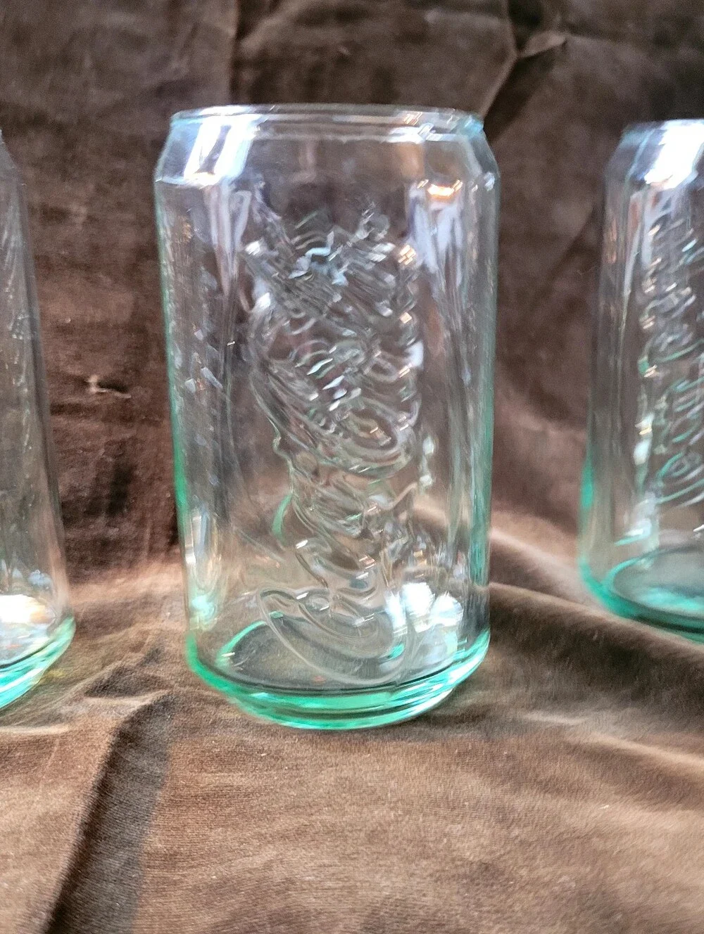 Coca-Cola Embossed Glass Tumbler in Aqua Green